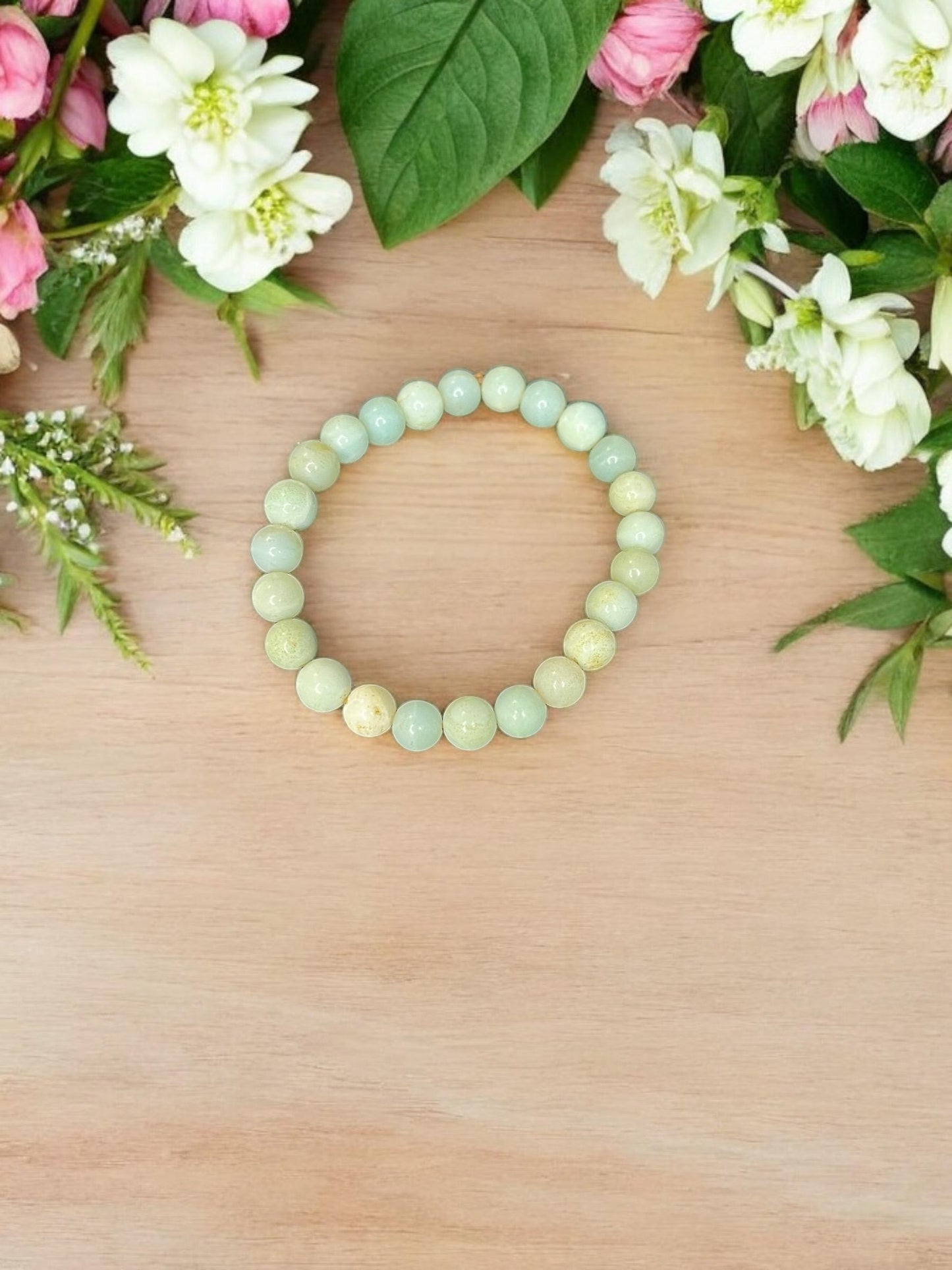 Amazonite 8mm Natural Gemstone Beaded Stretch Bracelet Unisex - JoyfulBliss Co.