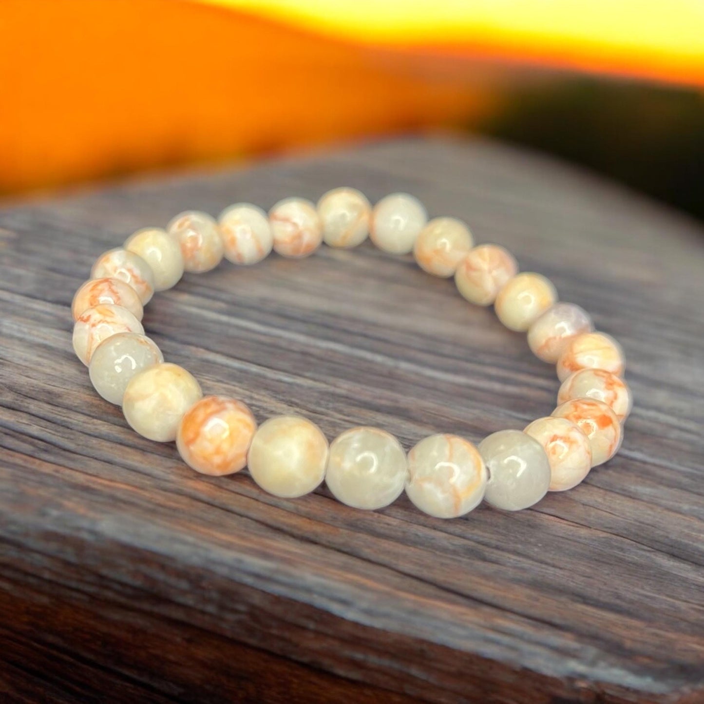 Howlite 8mm Natural Gemstone Beaded Stretch Bracelet Unisex - JoyfulBliss Co.