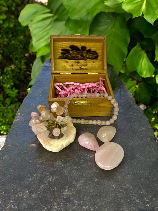 Love & Joy Natural Crystals Engraved Box Set 3in - JoyfulBliss Co.