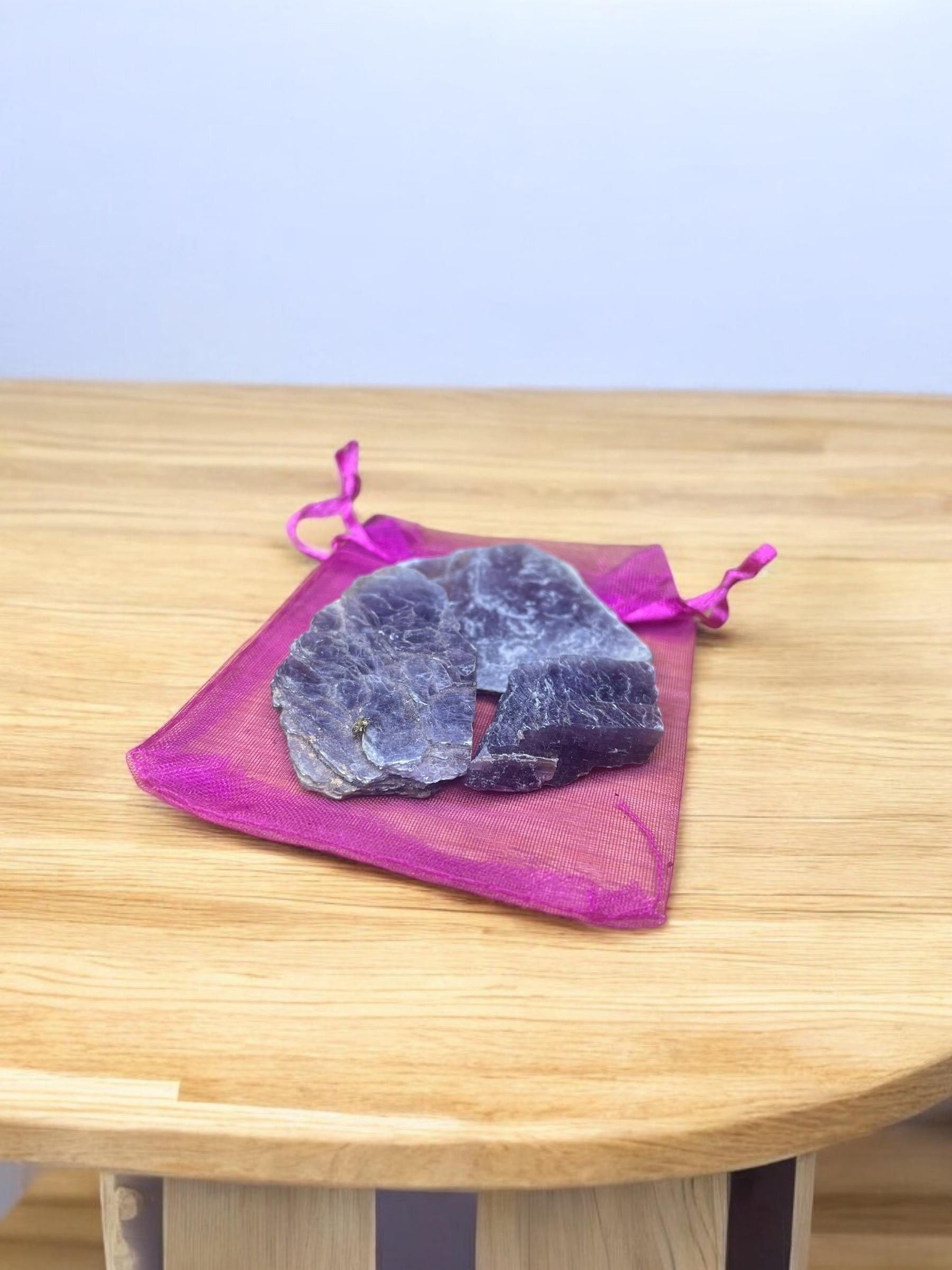 Lepidolite Natural Gemstone Raw Pieces (Set of 3) - JoyfulBliss Co.