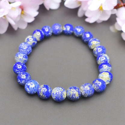 Lapis Lazuli 8mm Natural Gemstone Beaded Stretch Bracelet Unisex - JoyfulBliss Co.