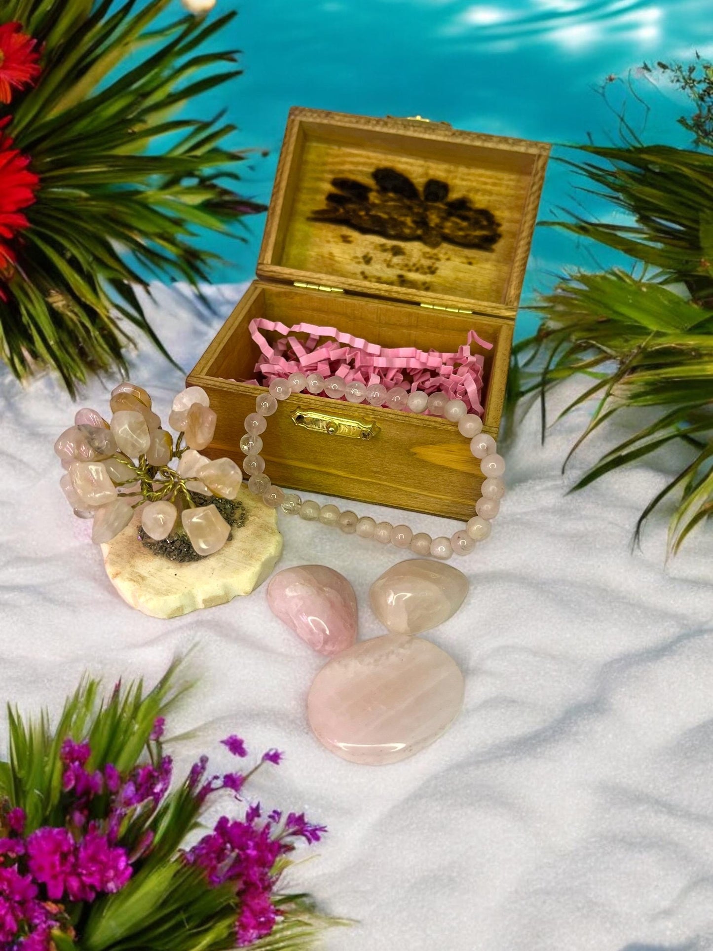 Love & Joy Natural Crystals Engraved Box Set 3in - JoyfulBliss Co.