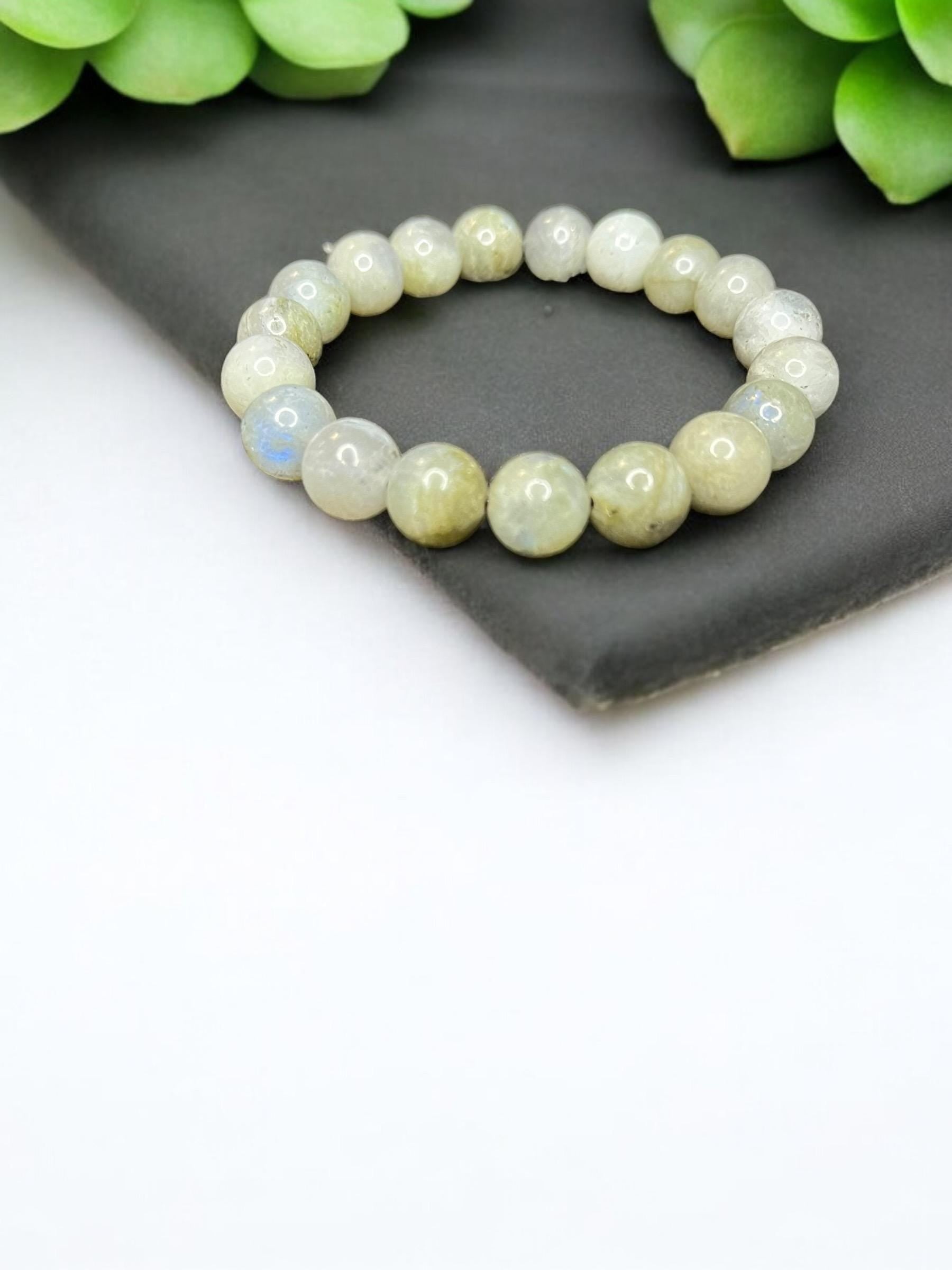 Labradorite 10mm Natural Gemstone Beaded Stretch Bracelet Unisex - JoyfulBliss Co.