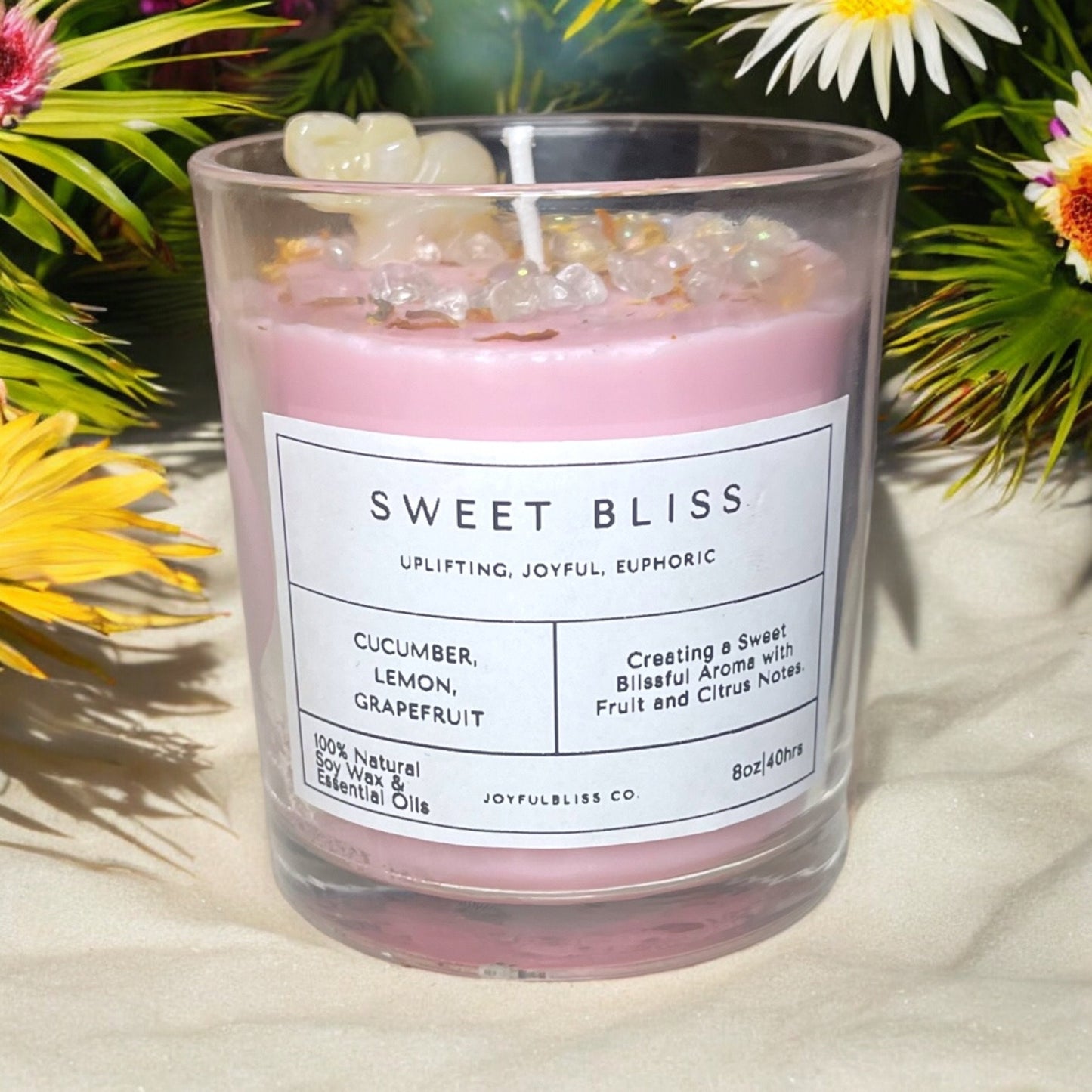 Sweet Bliss 10oz Handcrafted Candle Cucumber, Lemon, Grapefruit Essential Oil Scented - JoyfulBliss Co.