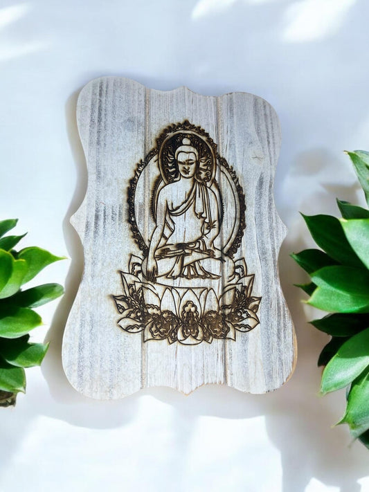 Buddha Wood Engraved Home Decor Wall Hanging 7 x 11 - JoyfulBliss Co.