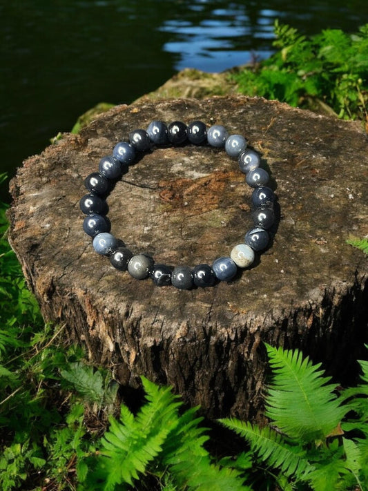 Agate 8mm Natural Gemstone Beaded Stretch Bracelet Unisex - JoyfulBliss Co.