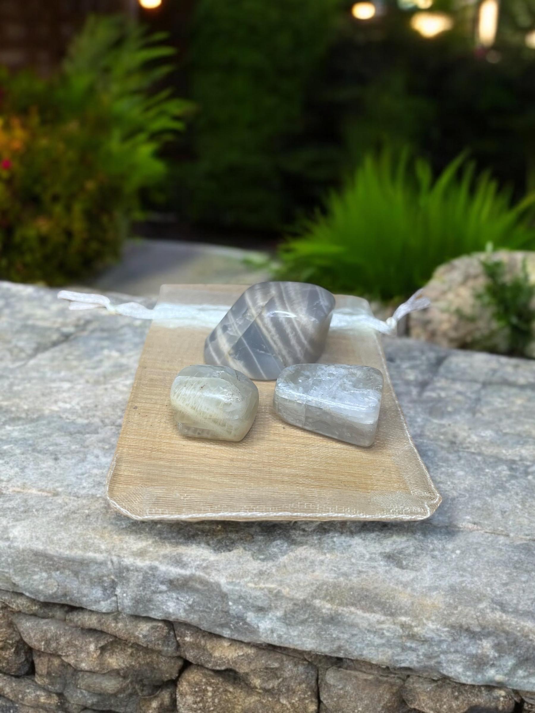 Moonstone Natural Gemstone Tumbled Stones (Set of 3) - JoyfulBliss Co.