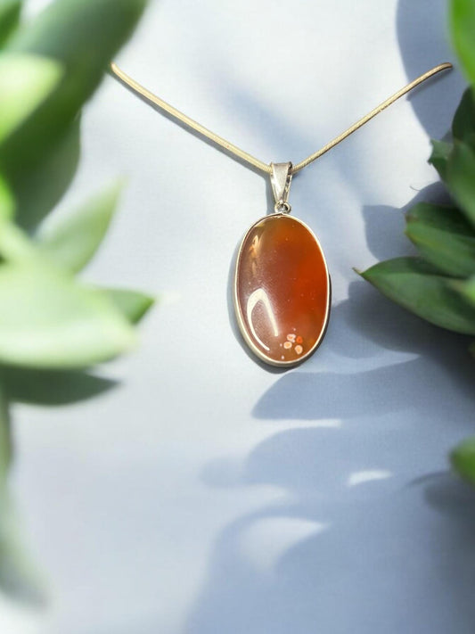 Red Agate Natural Gemstone Pendant Necklace - JoyfulBliss Co.