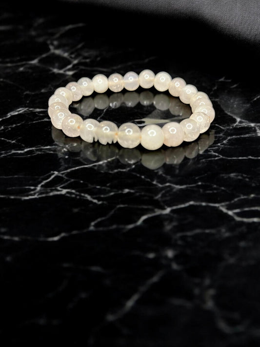 Rose Quartz 8mm Natural Gemstone Beaded Stretch Bracelet Unisex - JoyfulBliss Co.