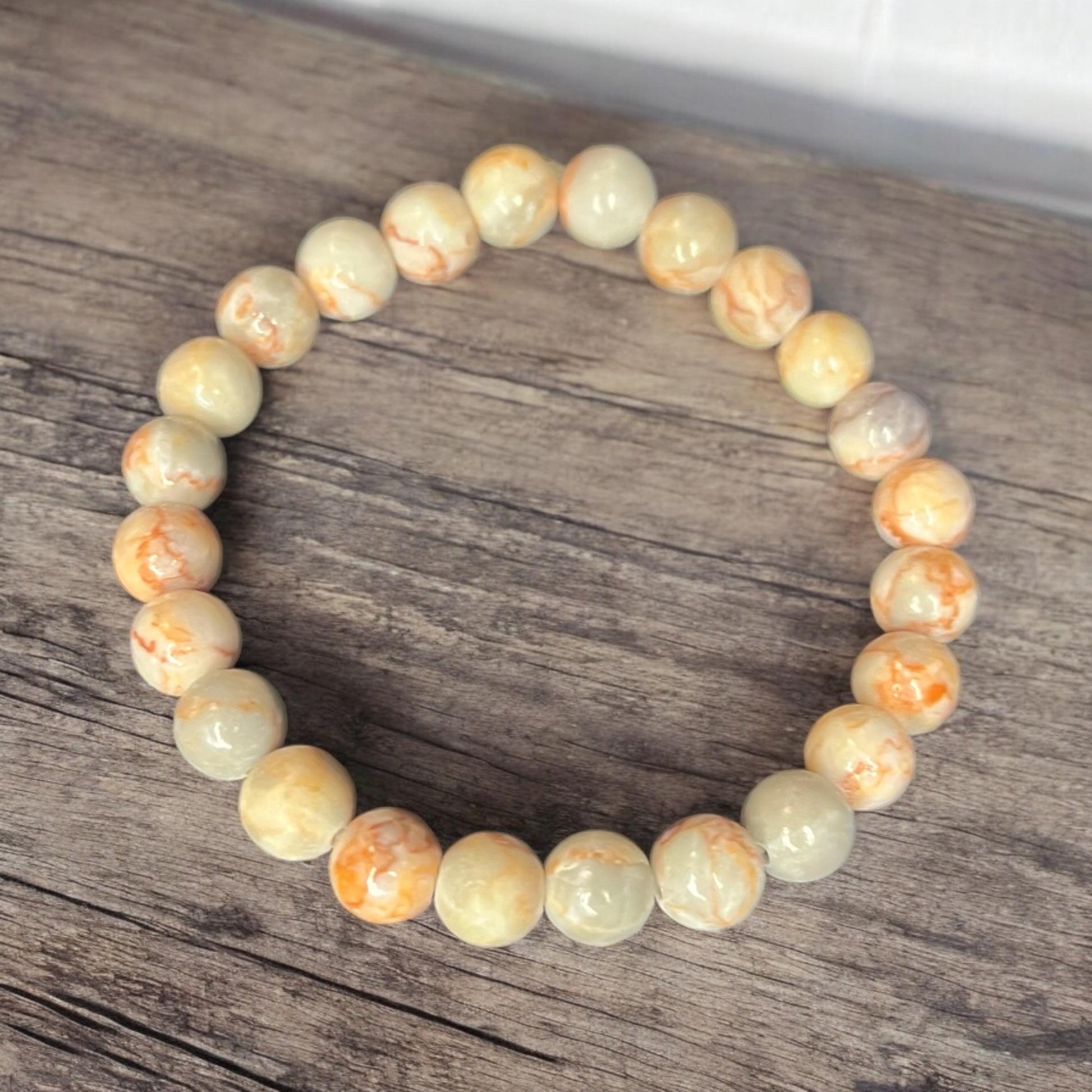 Howlite 8mm Natural Gemstone Beaded Stretch Bracelet Unisex - JoyfulBliss Co.