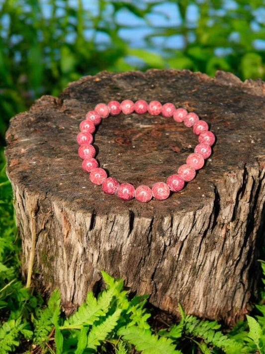 Red Agate Dyed 8mm Natural Gemstone Beaded Stretch Bracelet Unisex - JoyfulBliss Co.