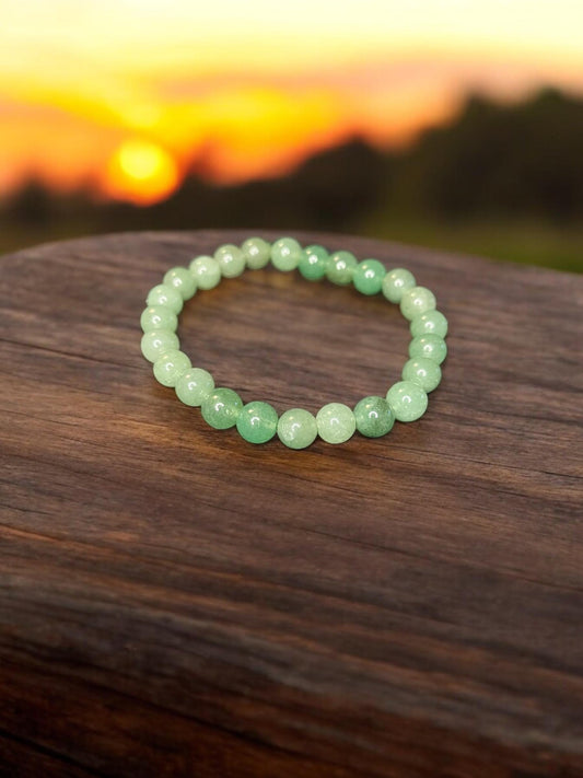 Green Aventurine 8mm Natural Gemstone Beaded Stretch Bracelet Unisex - JoyfulBliss Co.