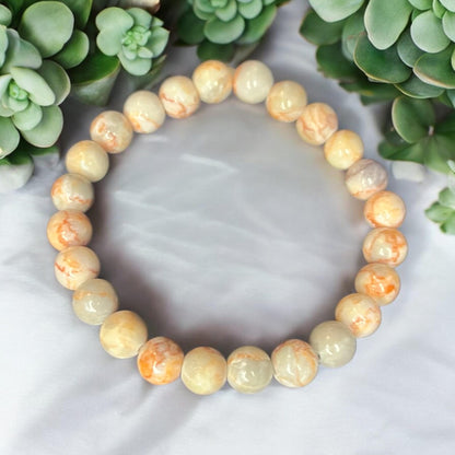 Howlite 8mm Natural Gemstone Beaded Stretch Bracelet Unisex - JoyfulBliss Co.