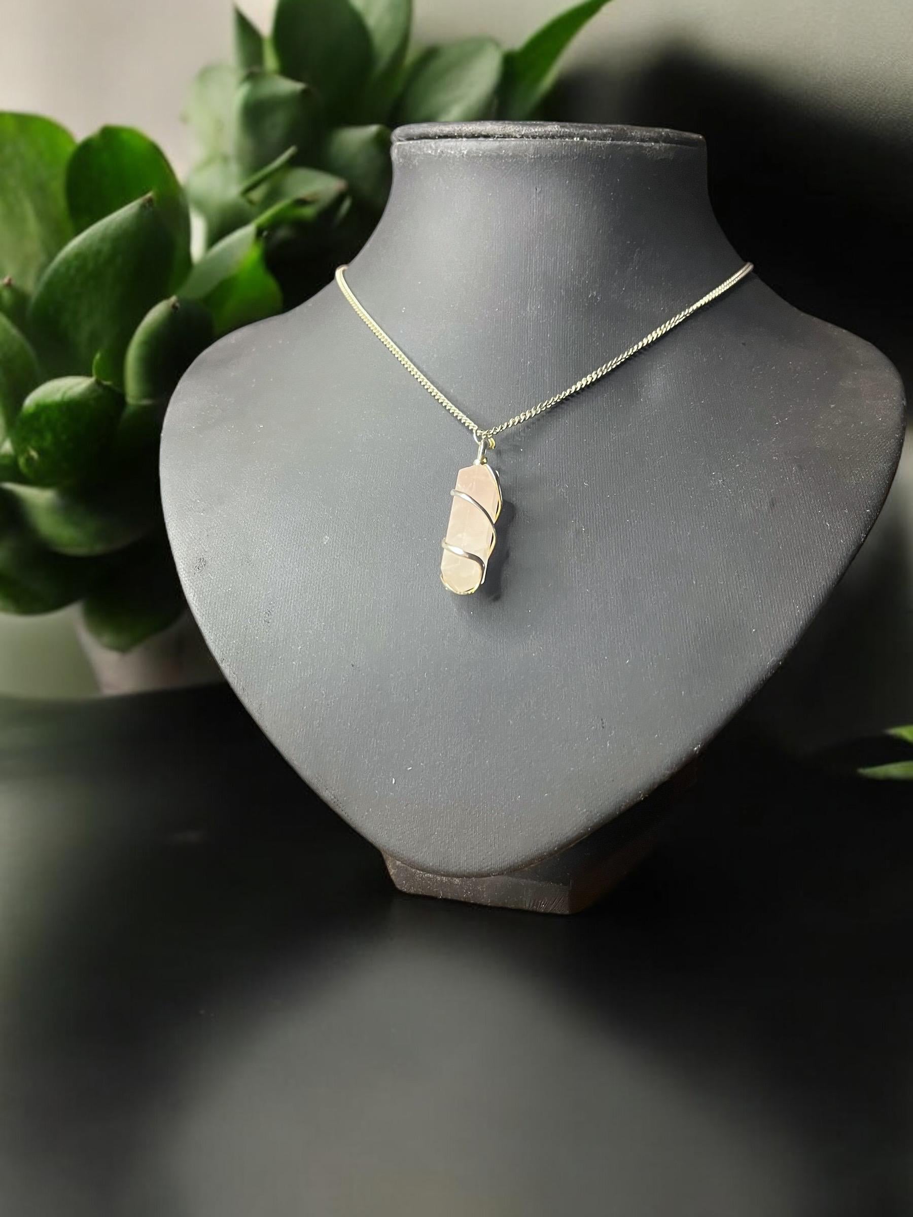 Rose Quartz Natural Gemstone Pendant - JoyfulBliss Co.