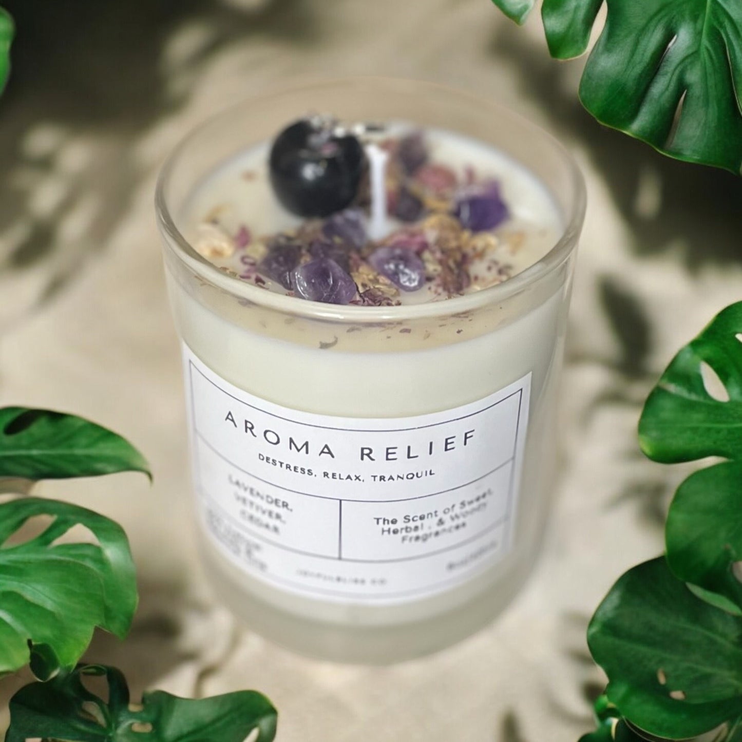 Aroma Relief 10oz Handcrafted Soy Wax Candle Lavender, Vetiver, Cedar Essential Oil Scented - JoyfulBliss Co.